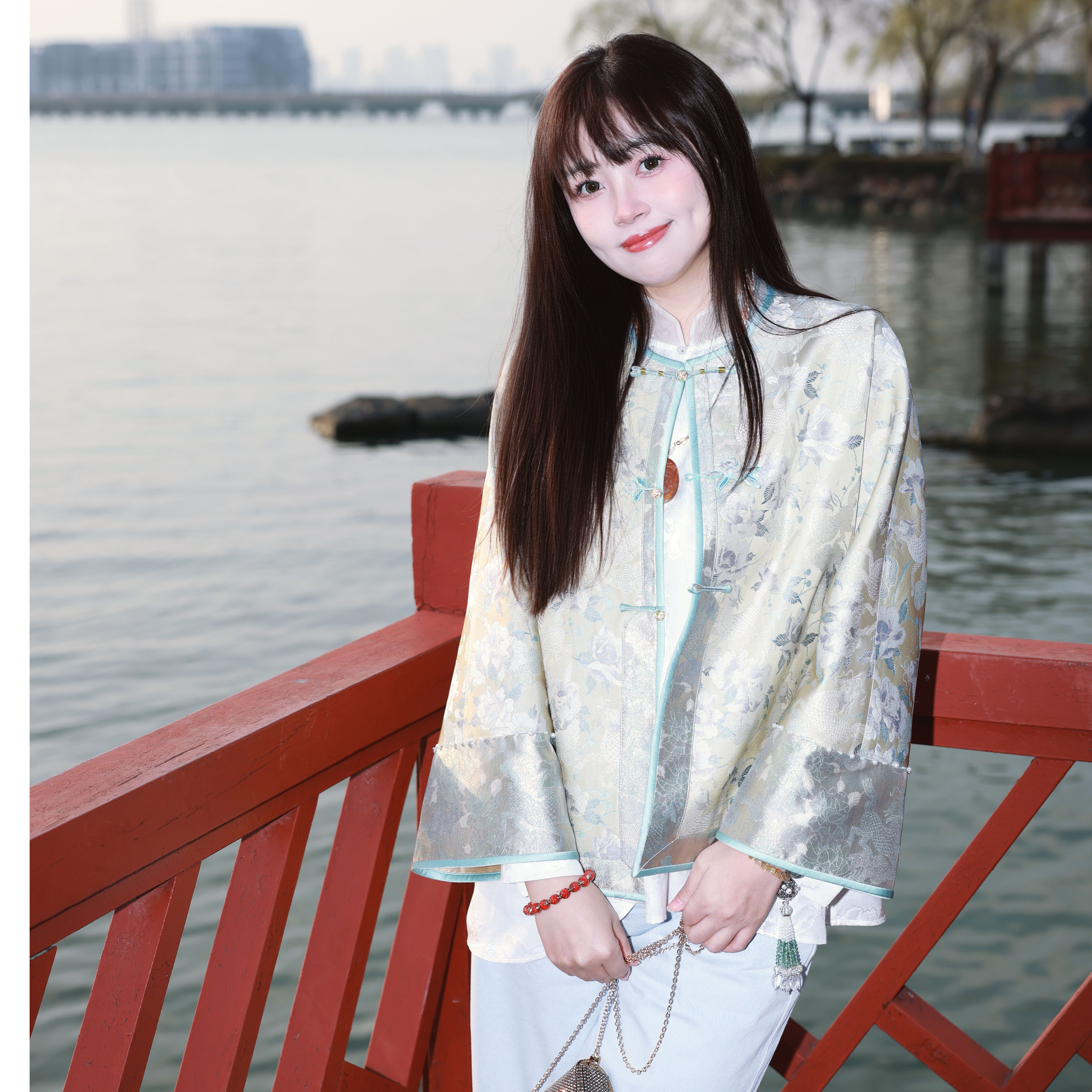 【锦说欢喜】‘米麒麟’李德喜宋锦外套花扣手工串珠款高定外套83658