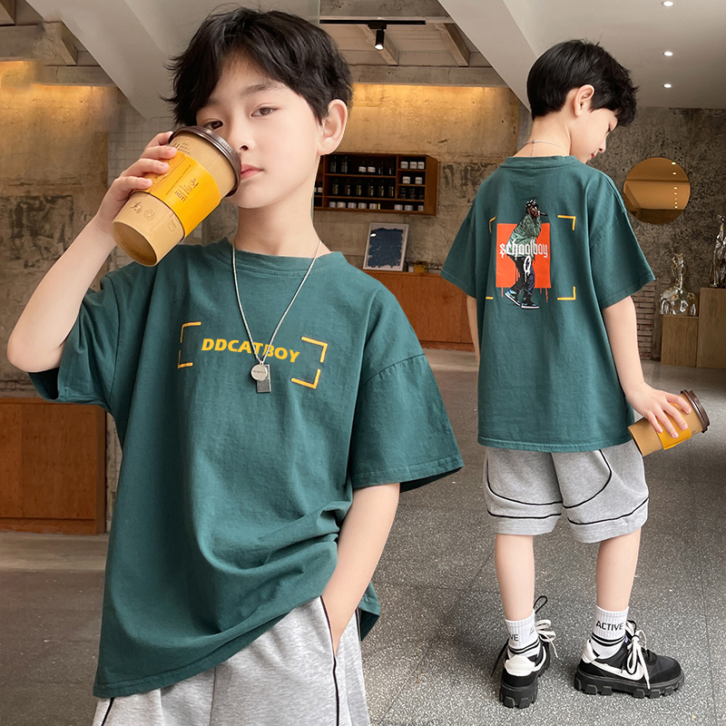 【100%纯棉】儿童T恤短袖外贸品质童装2025款中大童男童夏款半袖潮T