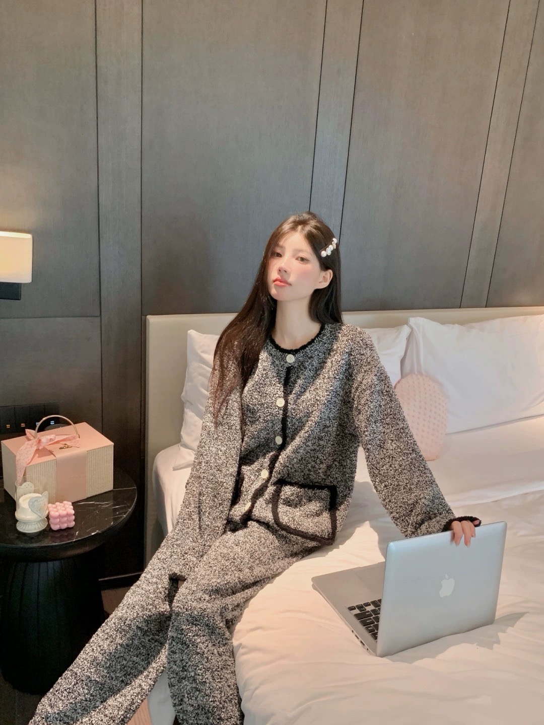 【20-49编码】半边绒秋冬新款洋气时尚保暖睡衣长袖气质家居服女装