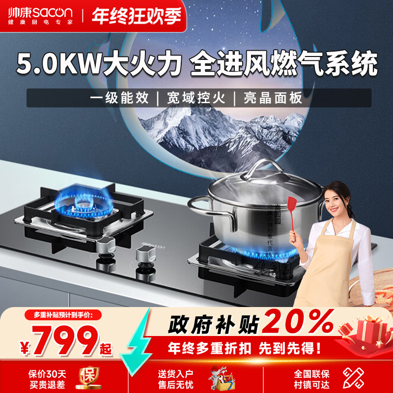 Sacon/帅康61B双灶家庭猛火燃气灶台嵌家用嵌入式猛火家用天然气