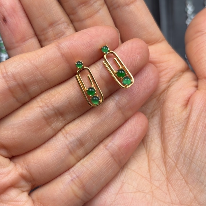 翡翠银S925镶嵌耳饰