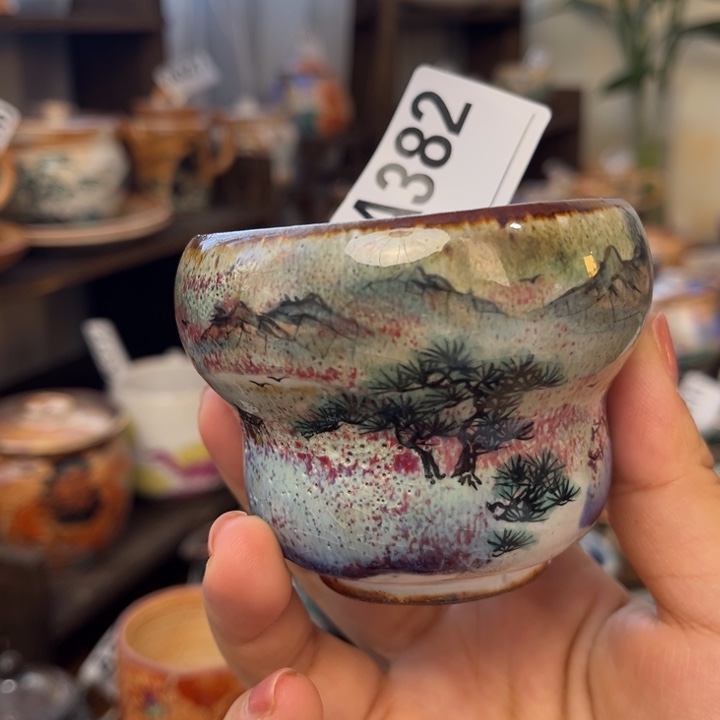 往***0全手工柴烧志野手绘382