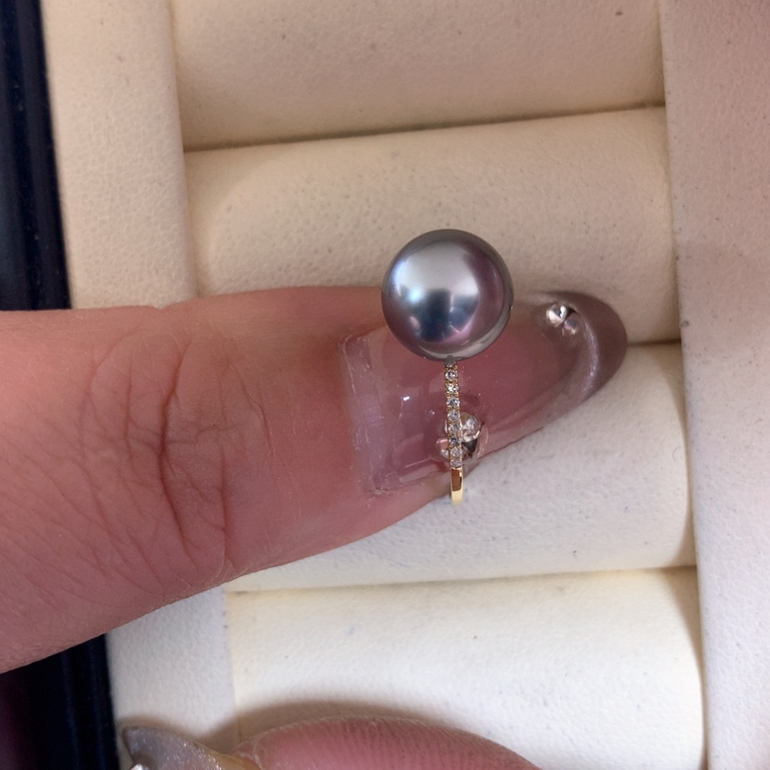 海水珍珠戒指18K金镶嵌