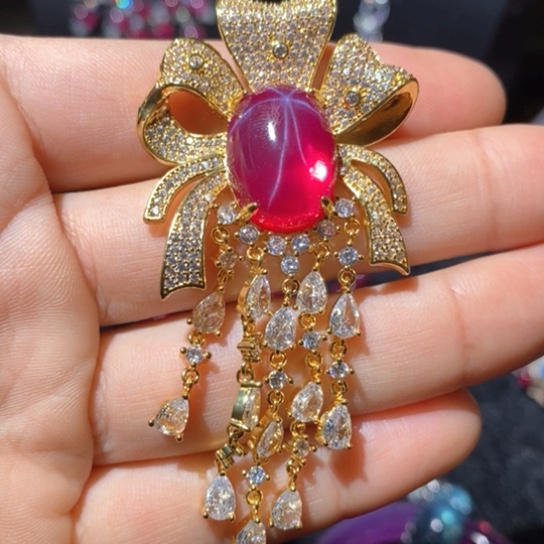 红宝石戒指银S925镶嵌