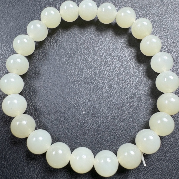 和田玉青海料高冰高透无结构完美过灯卡8mm手串