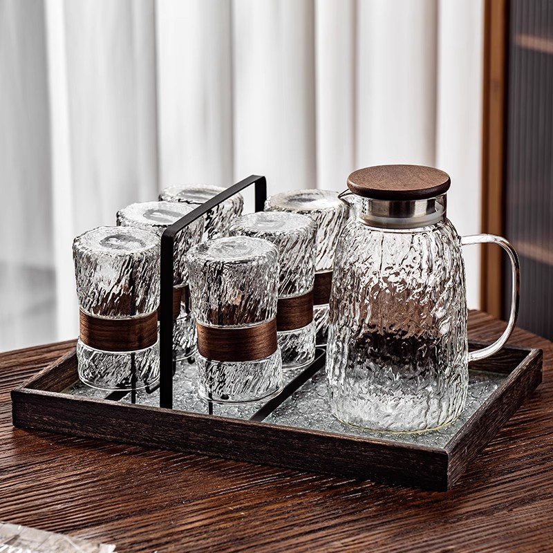 轻奢耐高温玻璃杯泡茶壶茶具水杯套装家用客厅高颜值杯子凉水壶