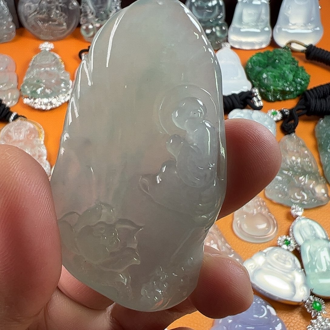 翡翠颈饰18K金镶嵌随行悟道