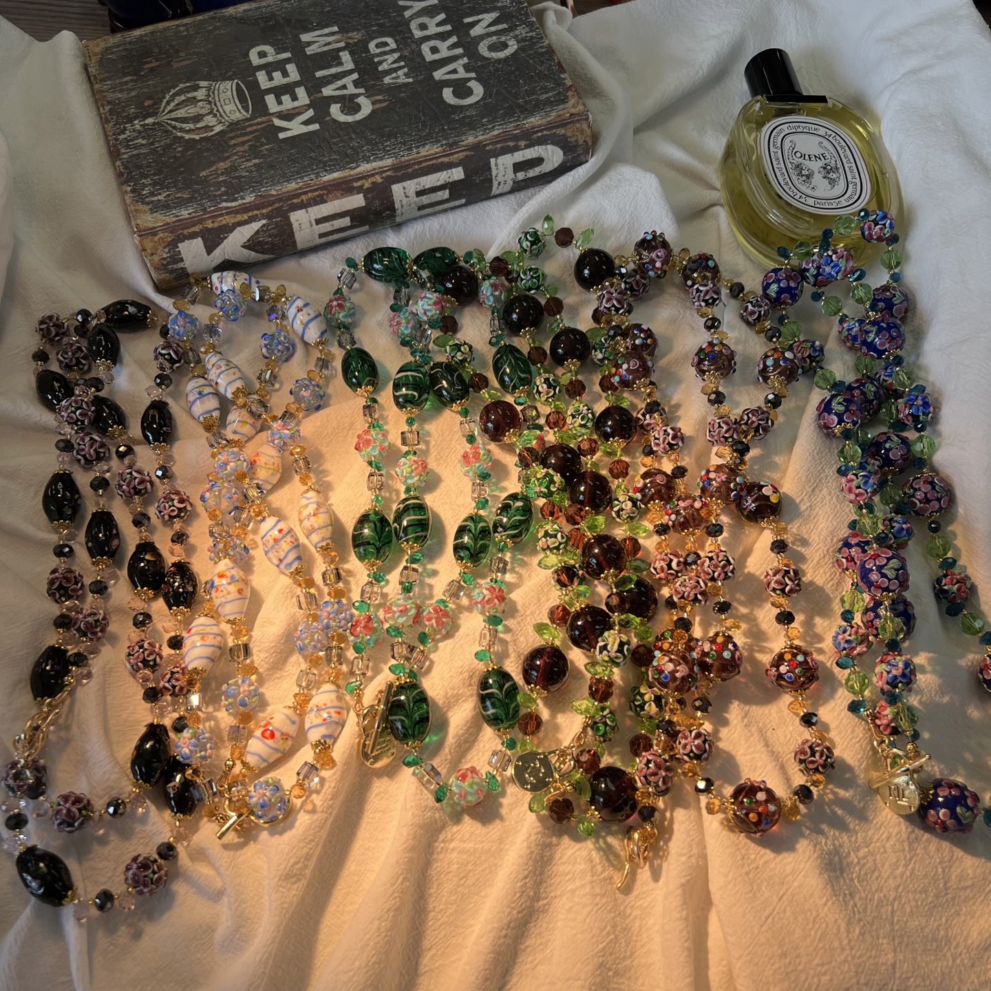 铜合金琉璃项链 穆拉诺搭配水晶长款项链手工气质时尚百搭简约