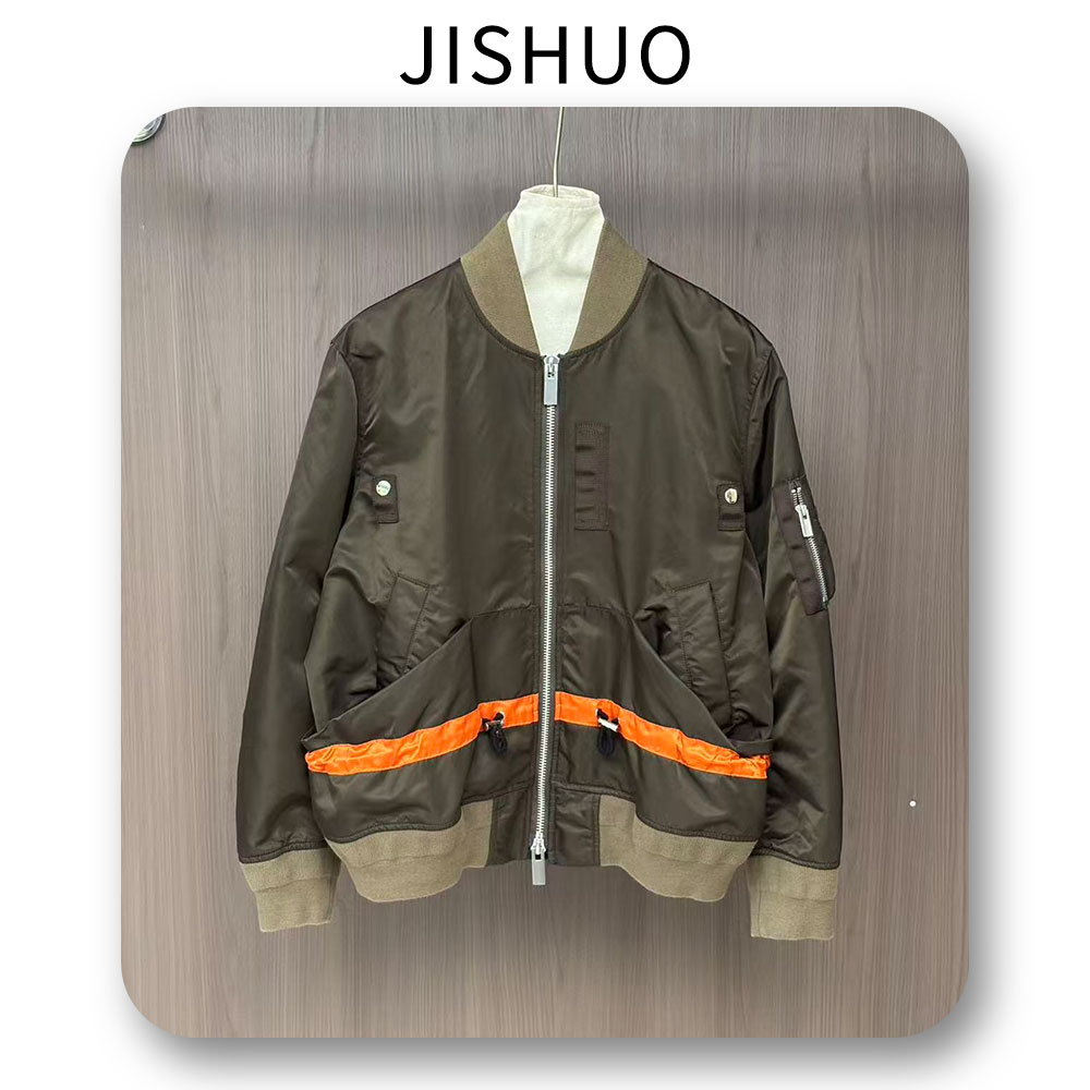 拼接拉链长袖夹克外套军绿色女款夹克外套时尚百搭