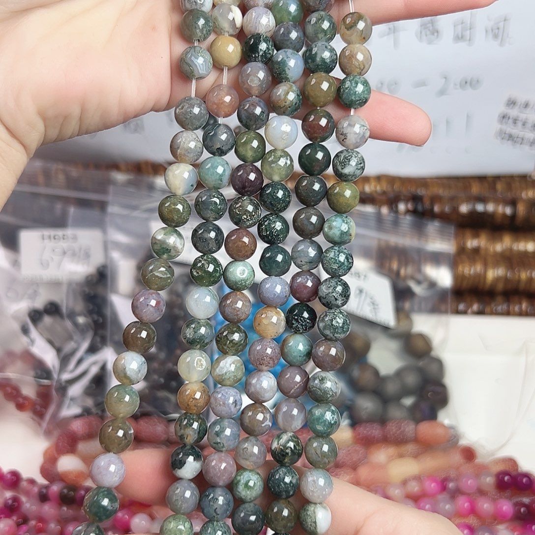玛瑙/玉髓合金珠宝半成品h688 8.5m 水草玛瑙飘花一条