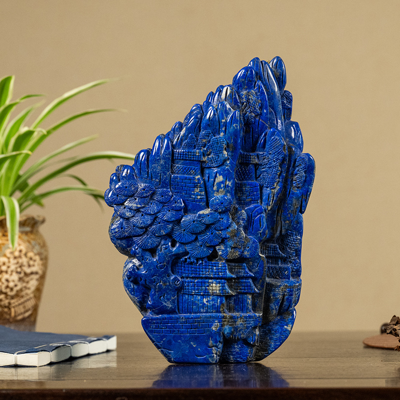 清代 青金石山水楼台山子摆件 古董艺术品