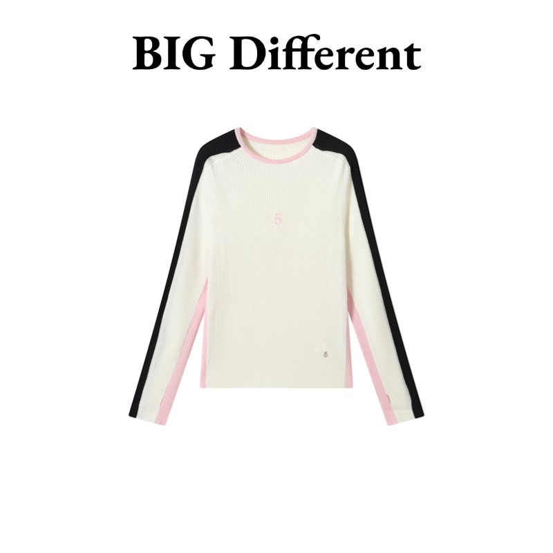 BIG Different 圆领毛衣女2025春秋新款长袖设计感修身显瘦6608