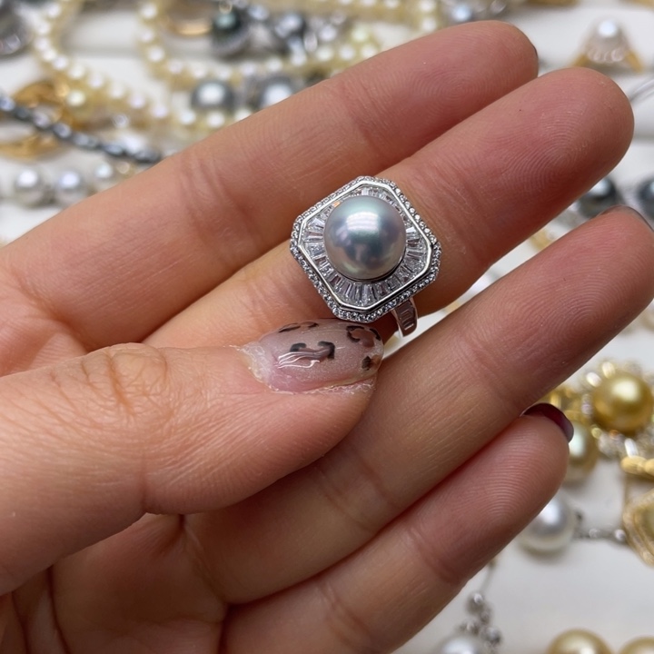 海水珍珠戒指银S925镶嵌