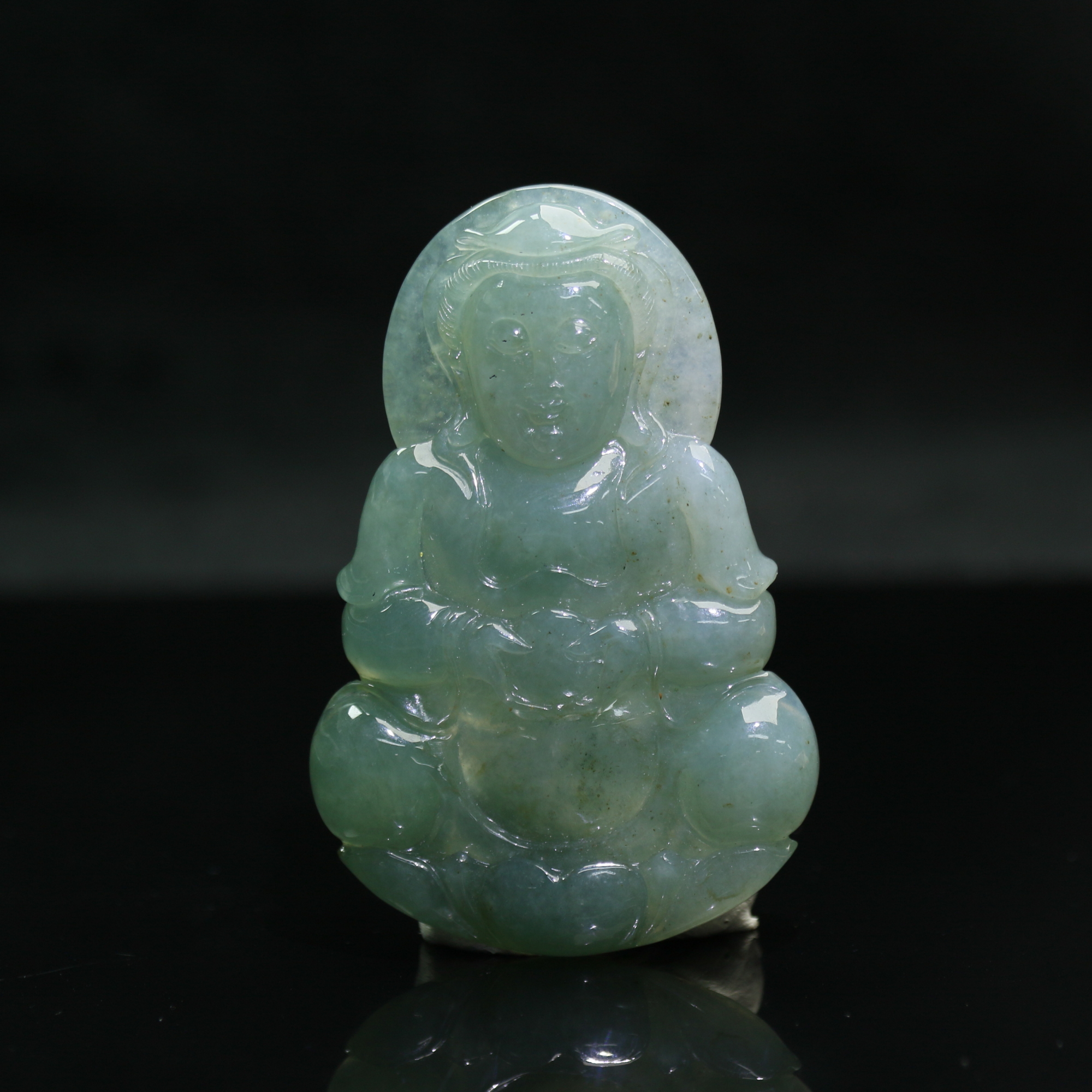 3天然缅甸翡翠A货冰蓝底观音/000147/北京银座拍卖