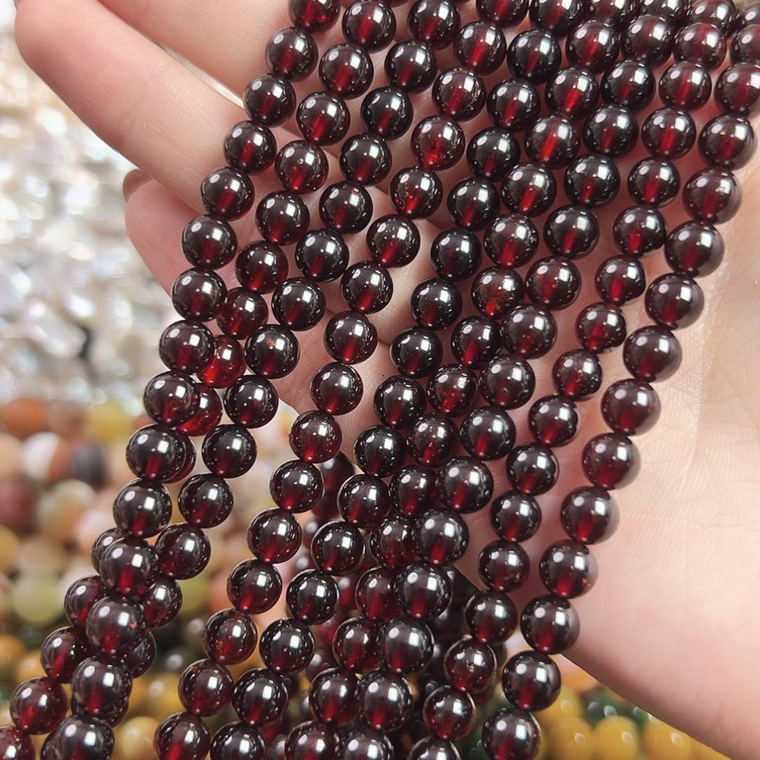 玛瑙/玉髓合金珠宝半成品a526石榴石圆珠6.5mm拍二发一