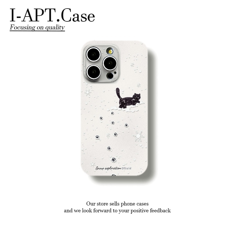 雪地小爪黑猫菲林软壳适用iPhone苹果17手机壳华为oppo小米vivo新