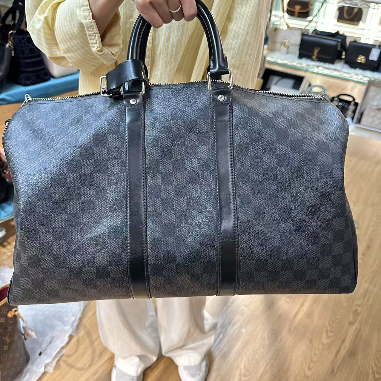95新 LouisVuitton/路易威登 黑棋盘格keepall 45/云海优选/59246