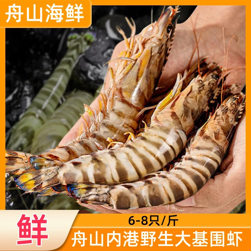 【大彭海鲜】舟山纯野生海捕新鲜船冻九节虾斑节虾3斤