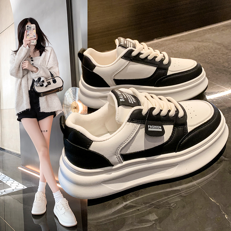 （现货）小白鞋女款2025春秋新款女鞋百搭休闲板鞋小众增高厚底单鞋