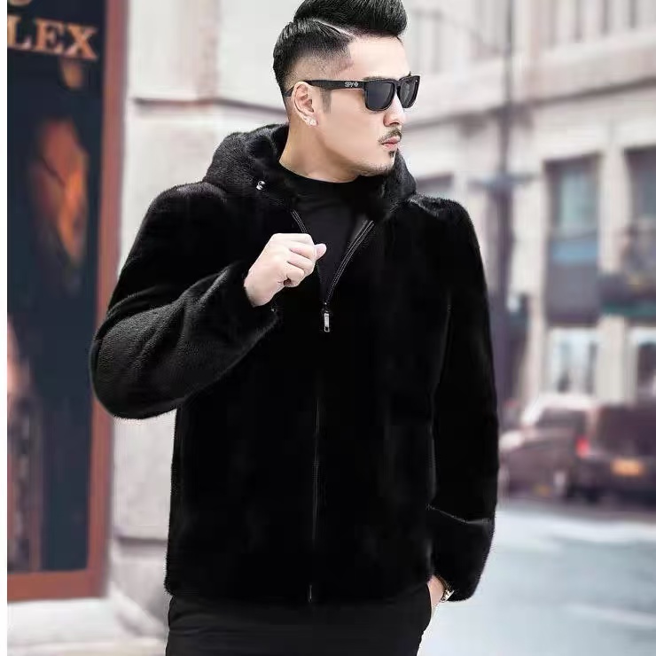 貂绒大衣男2025新款冬季加厚保暖高端商务男士欧貂绒夹克外套