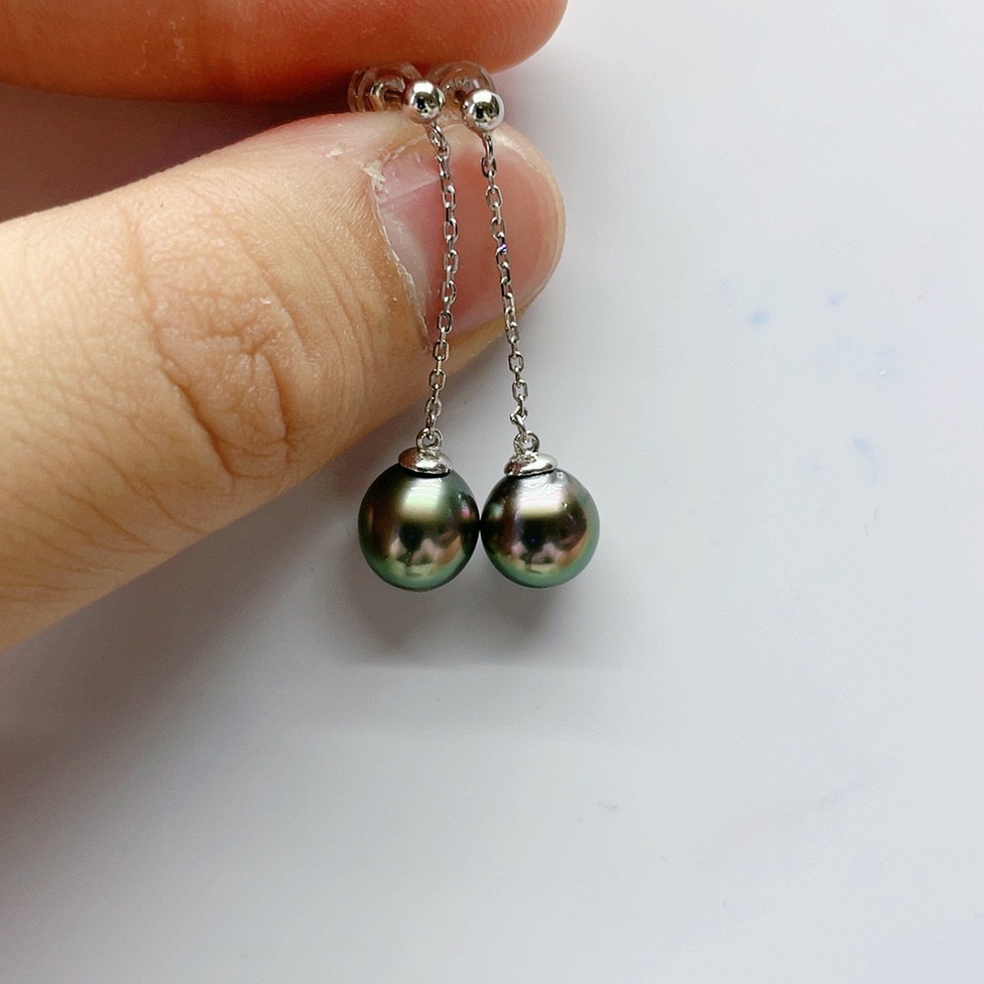 海水珍珠耳饰银S925镶嵌