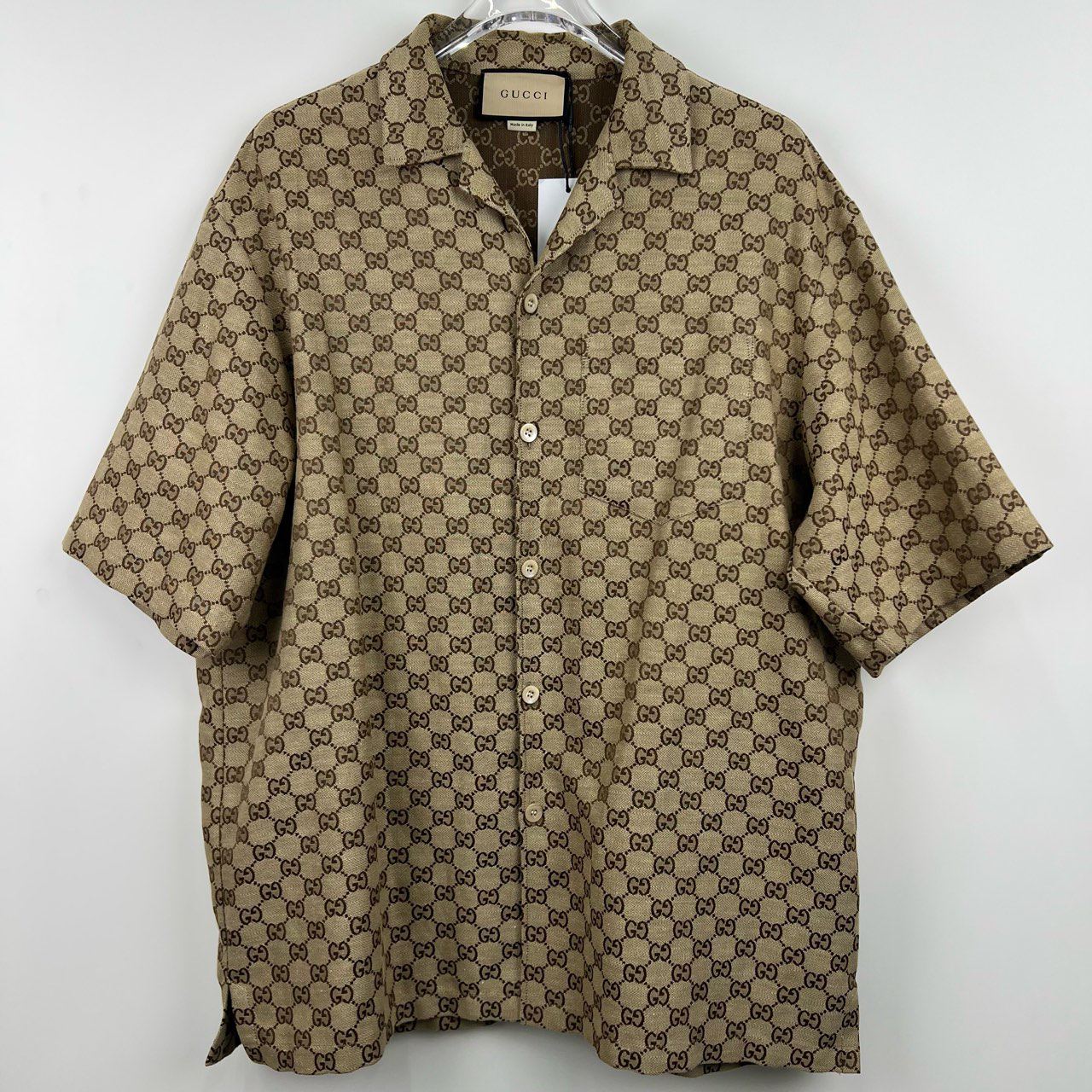 99新 GUCCI/古驰 （jp）wz 图案满印单排扣短袖衬衫/尺码50