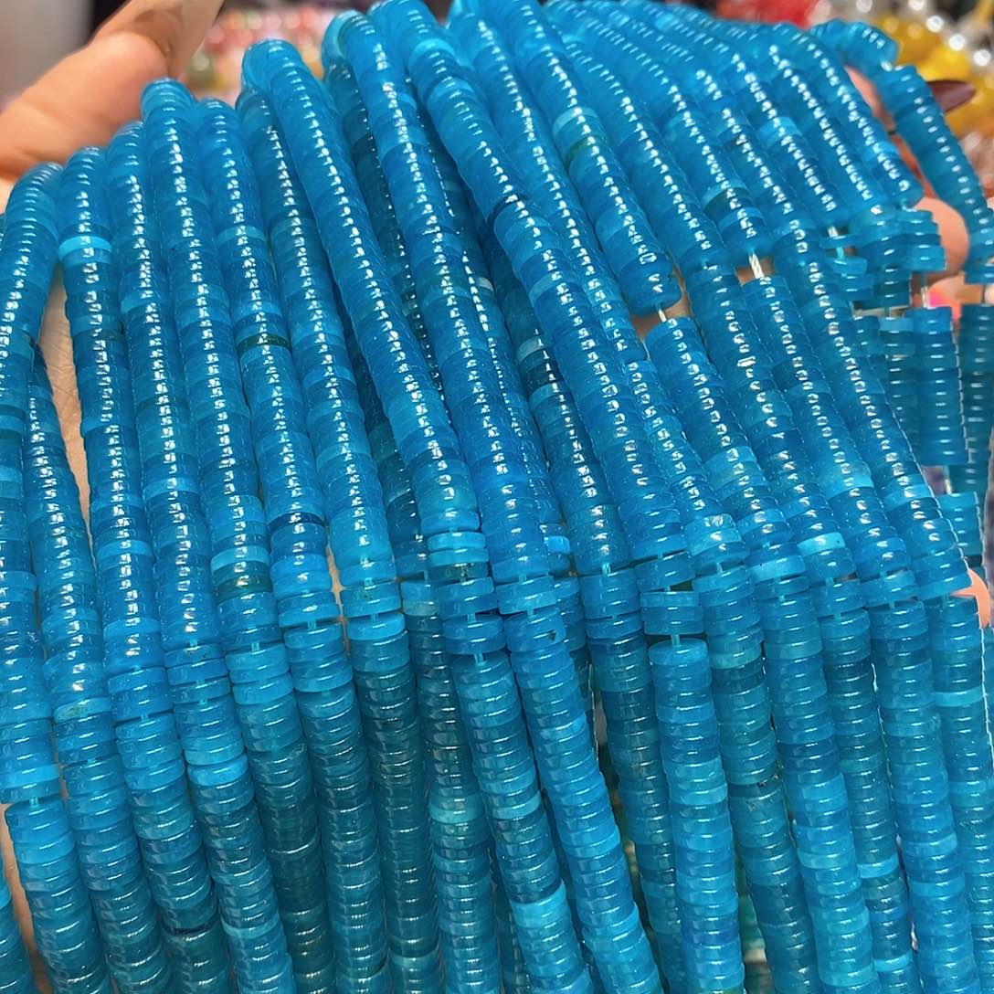 玛瑙/玉髓未镶嵌珠宝半成品天然湖水蓝玛瑙6mm一条