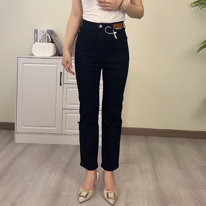 23高腰黑色牛仔裤显瘦修身微弹女直筒裤烟管裤都是九分裤效果