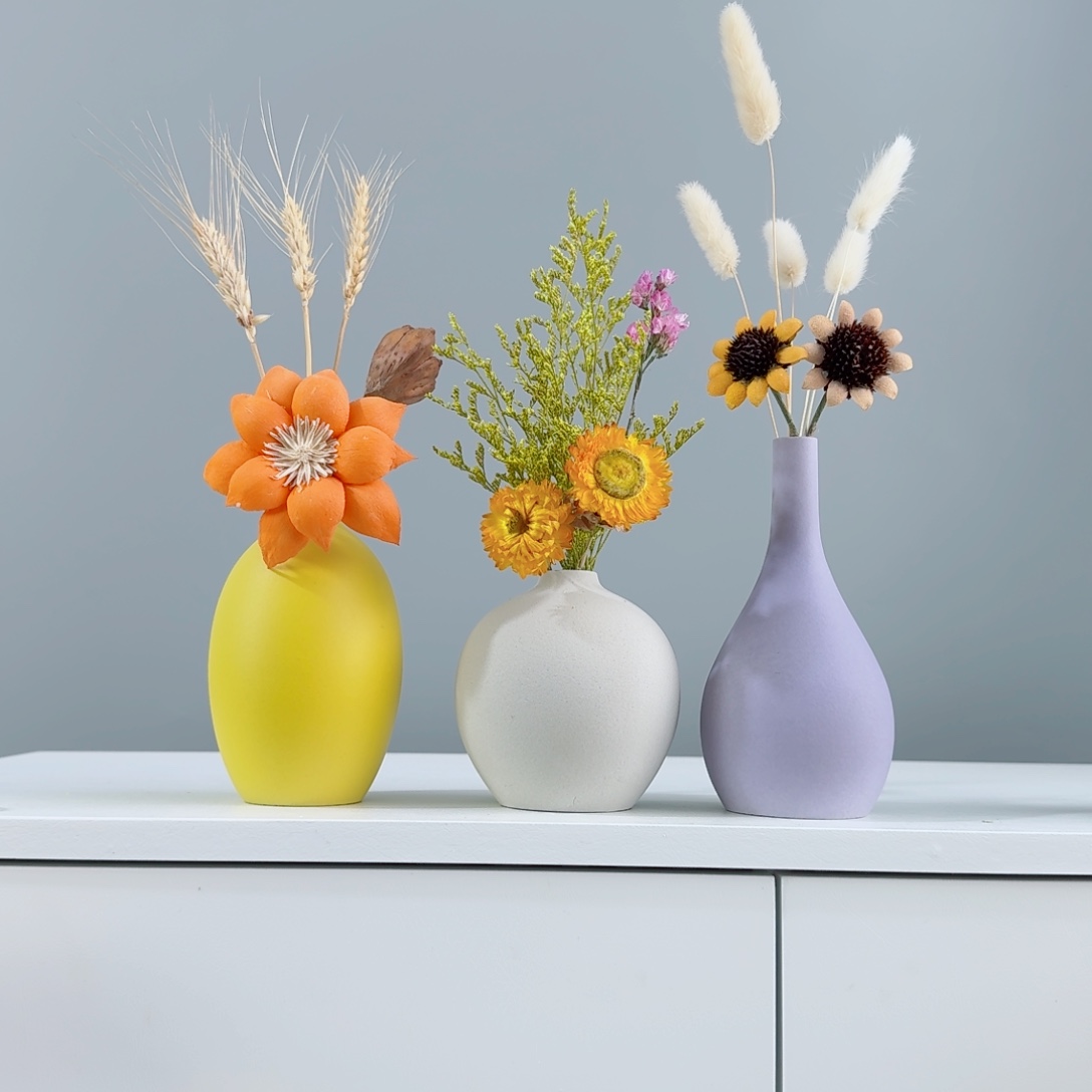 摆件陶瓷花瓶摆件含花总高约20-30cm