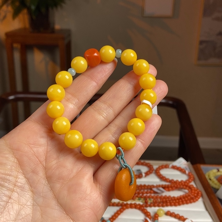 琥珀手链未镶嵌蜜蜡手串10+