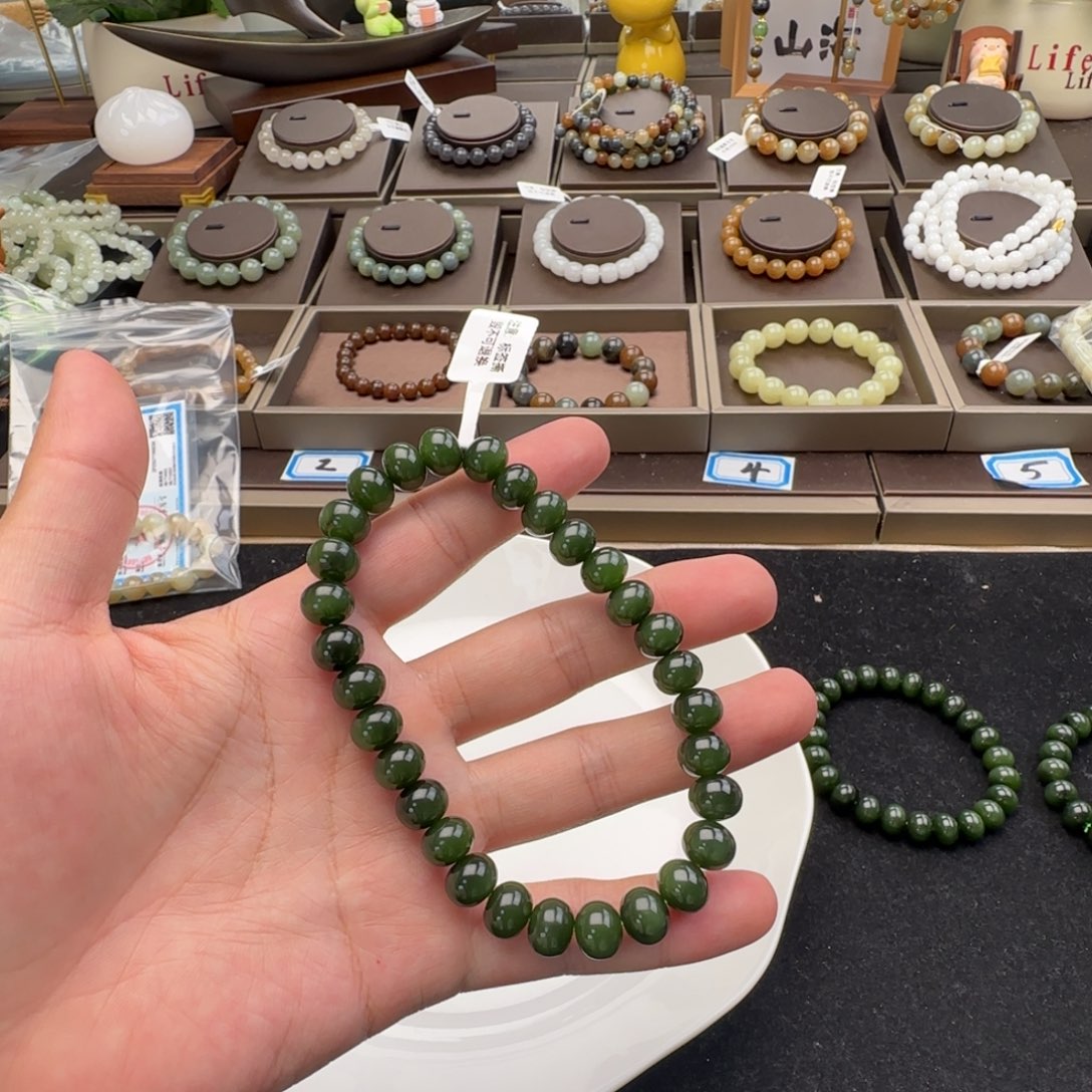 1***哈和田玉未镶嵌手链卡10算盘珠，116