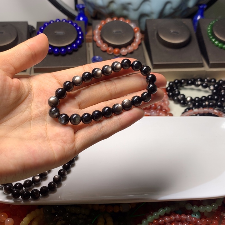 黑曜岩手链未镶嵌不**s