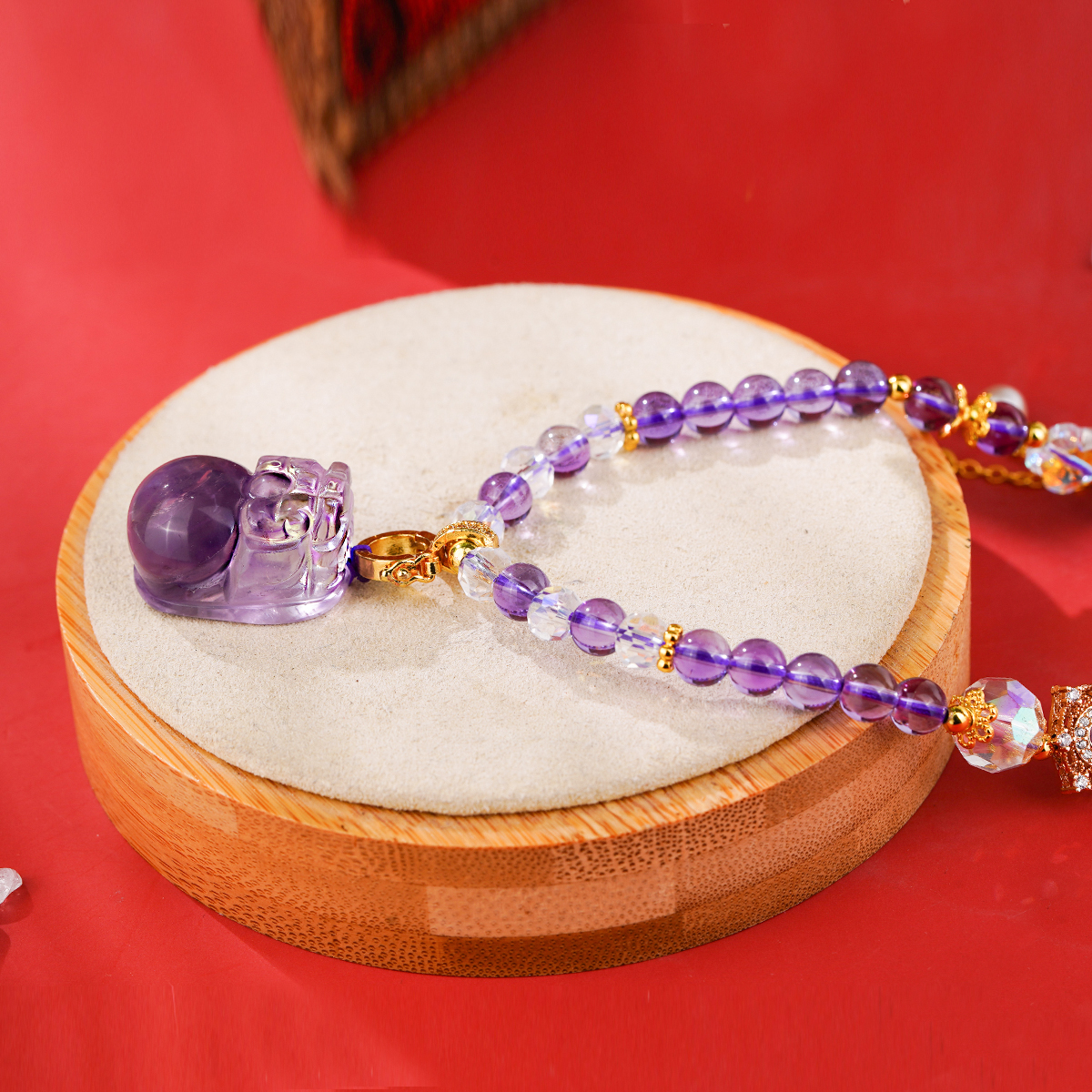 聚宝盆貔貅紫晶吊坠