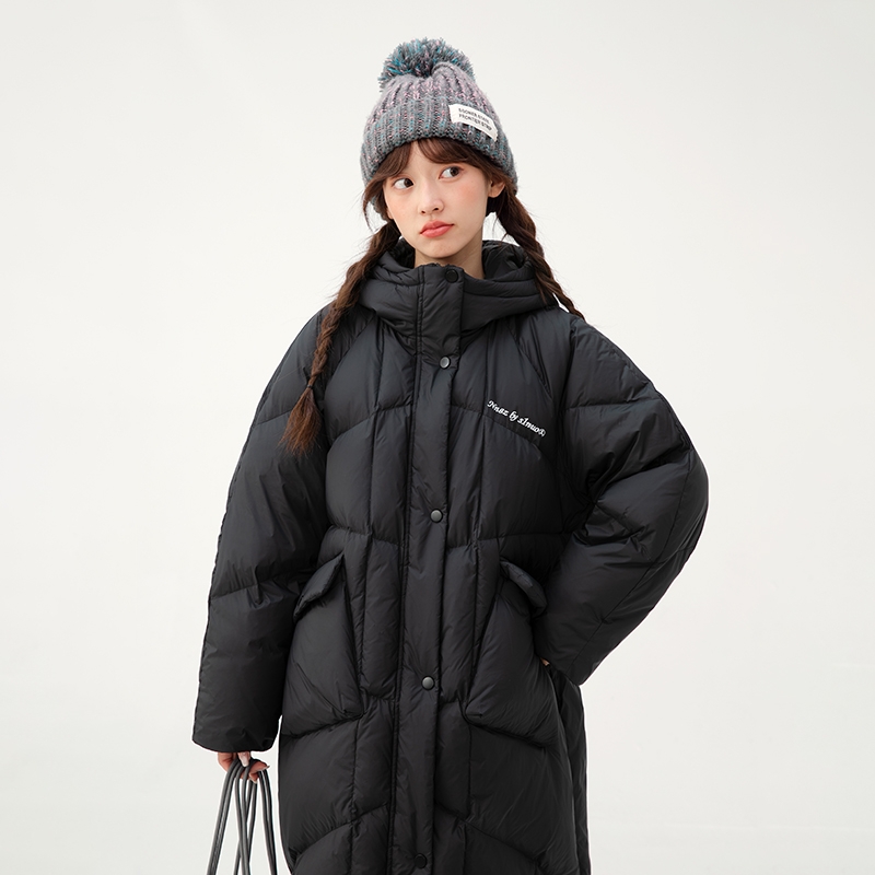 长款纯色黑色冬季保暖女极简风简约女童C25DY0013C