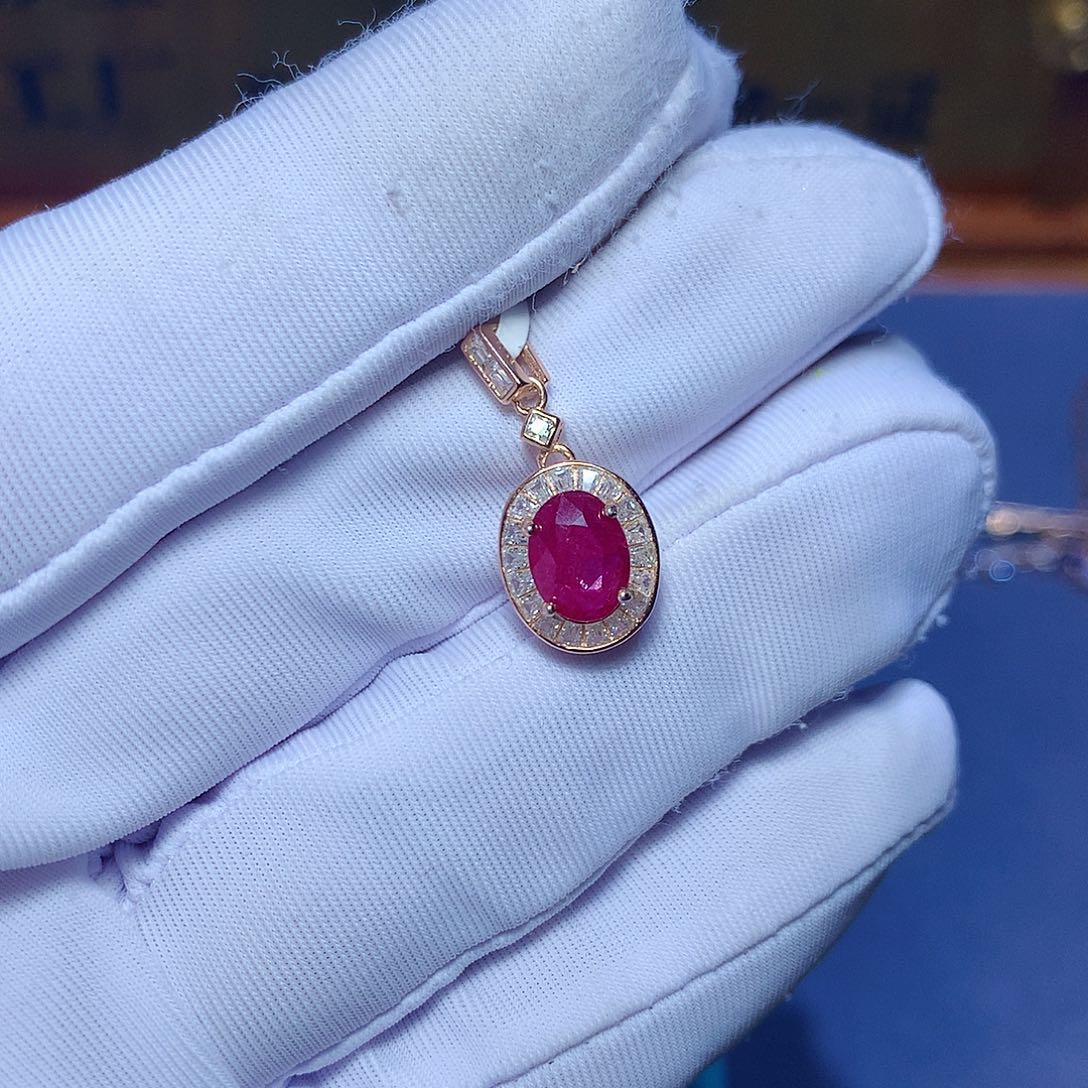 红宝石颈饰银S925镶嵌