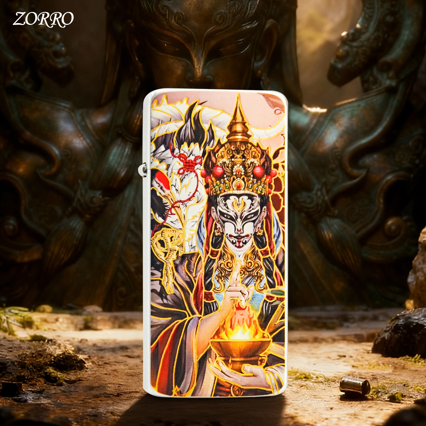 ZORRO佐罗纯铜二代银拉丝白鹤童子防风打火机原装正品送女士礼物