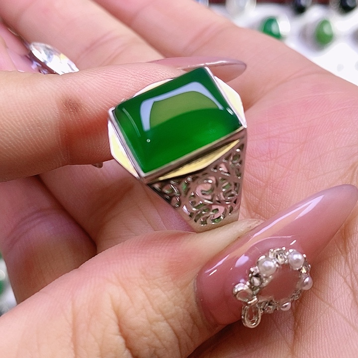 银S925镶嵌戒指玛瑙/玉髓