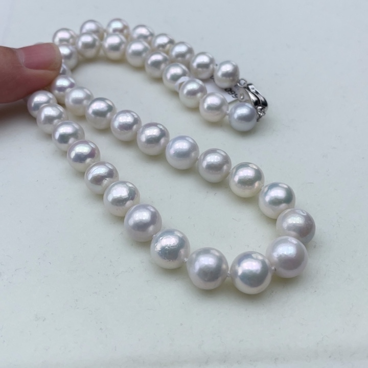 淡水珍珠颈饰银S925镶嵌卡10极光炫彩高品