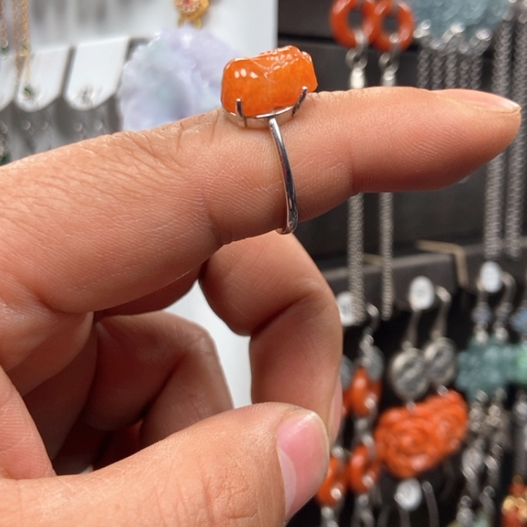 【闪购商品】翡翠耳饰银S925镶嵌戒指