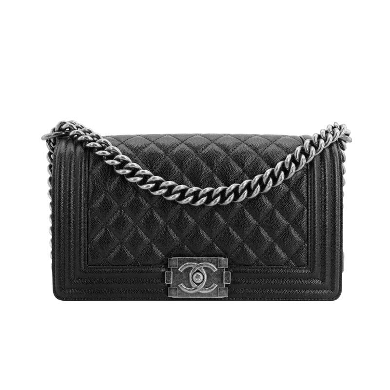 99新 Chanel/香奈儿 leboy中号 黑银单肩包x