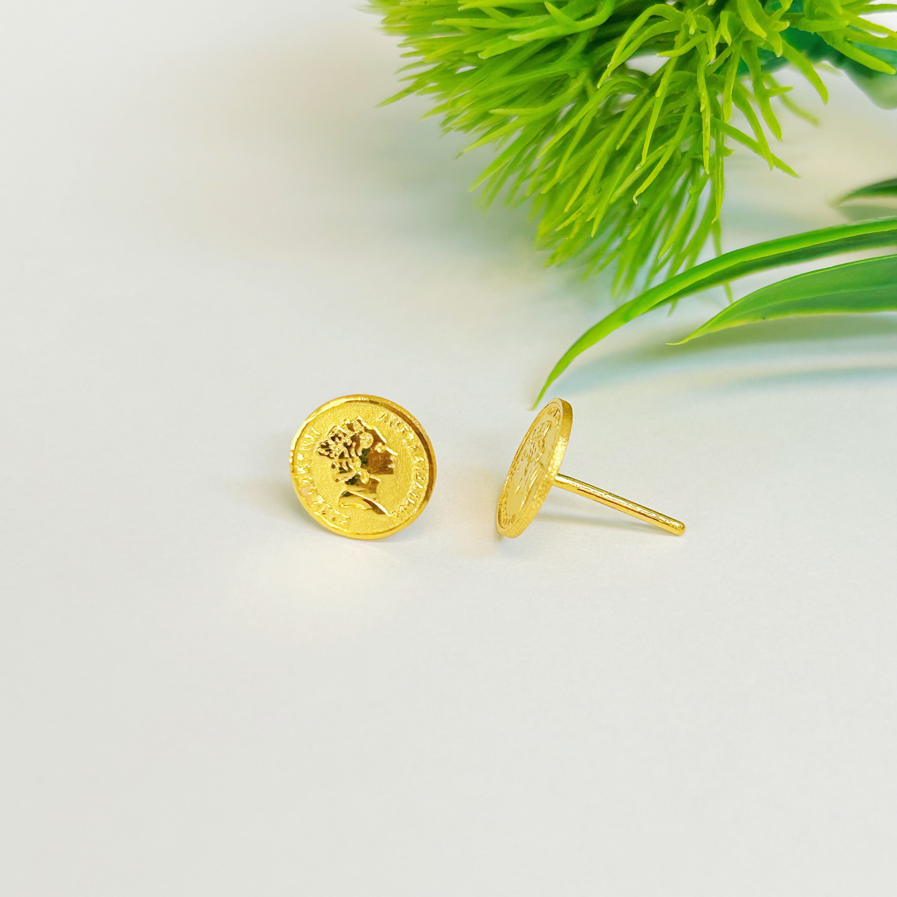 【富远黄金】足金女王牌直针耳钉FYRYA00006