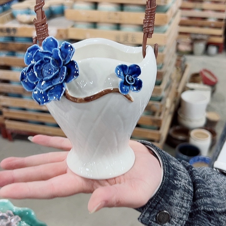 有孔.凑满10元发货多肉陶瓷花盆！