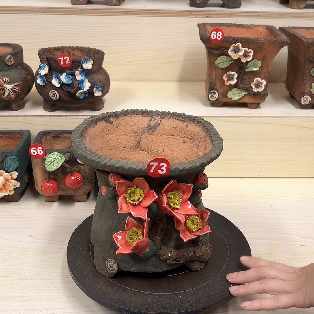紫砂花盆73号内口 17.5外高18