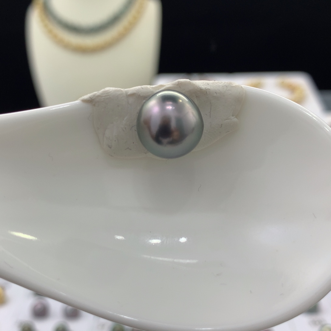 未镶嵌裸珠定制海水珍珠11.8-11.9MM绿炫粉无暇