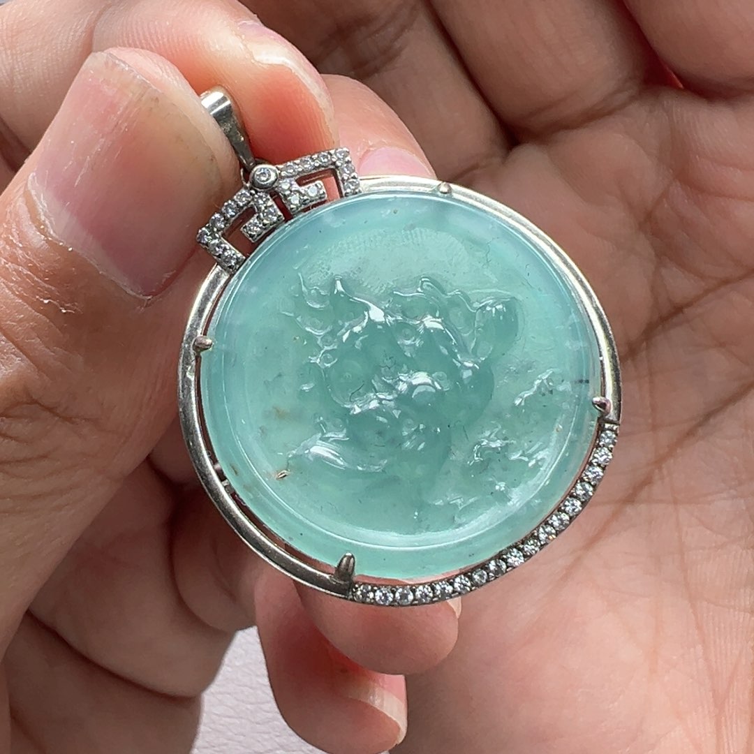 翡翠颈饰银S925镶嵌45678999