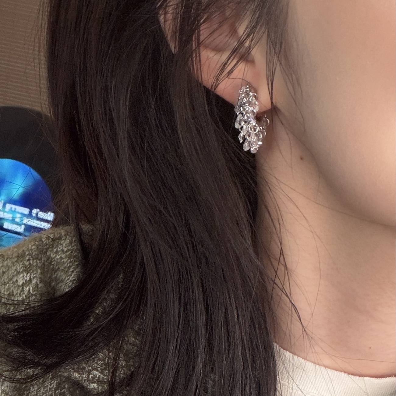 925银合成锆石耳饰 【ZHUANG -Z】（雨滴）小众C圈时尚高级感耳钉