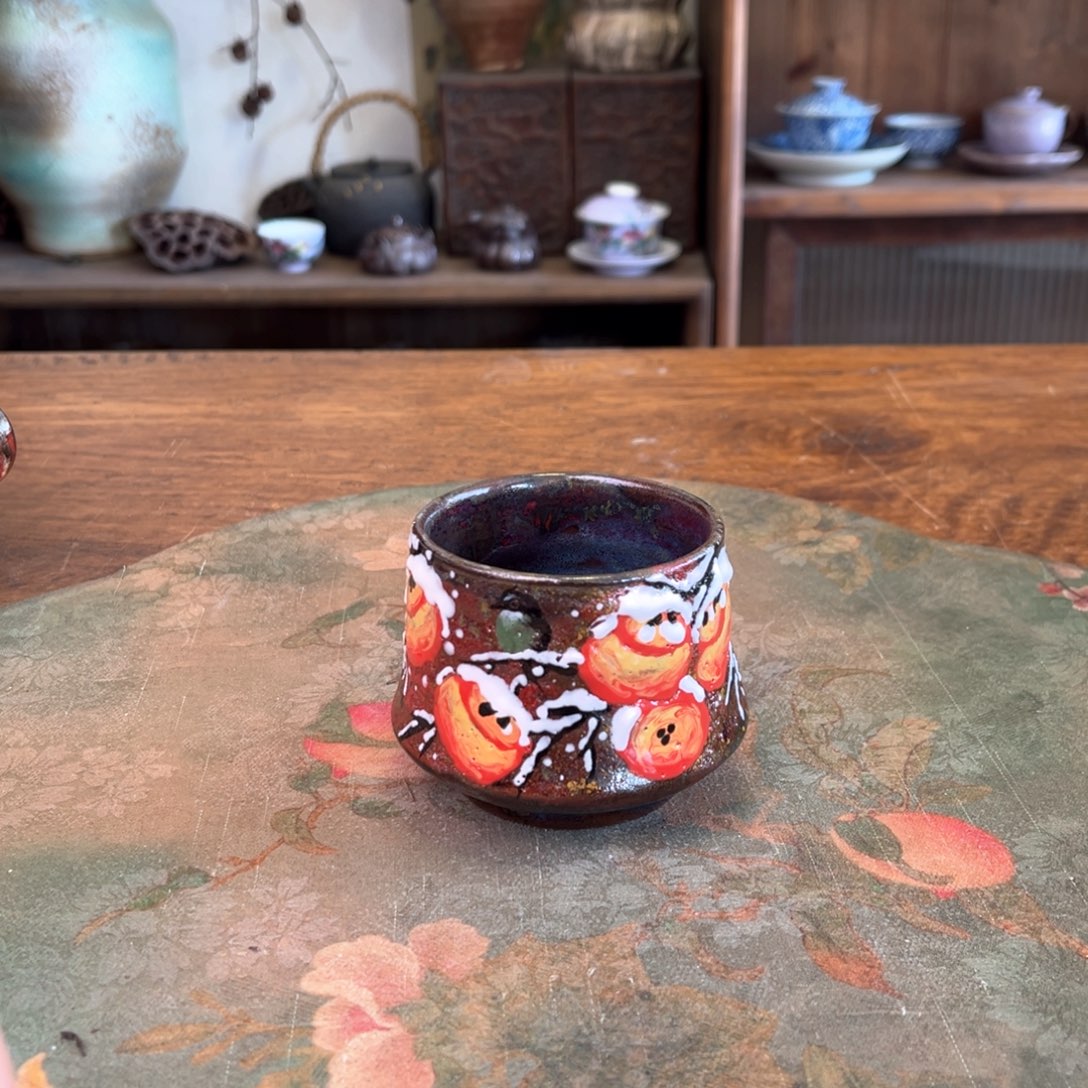 杯柴烧手工手绘陶瓷