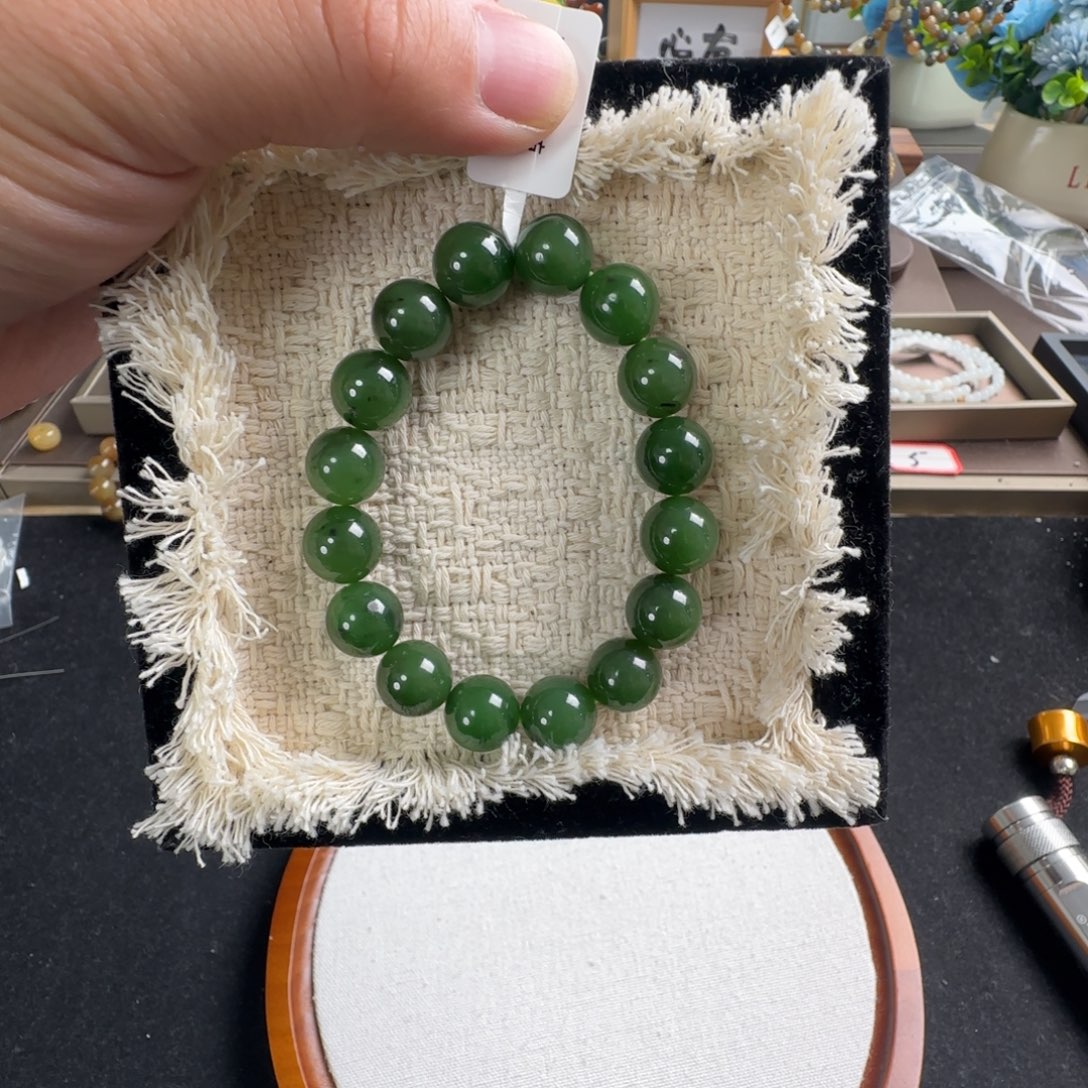 和田玉未镶嵌手链卡12老俄玉化红皮碧玉，18