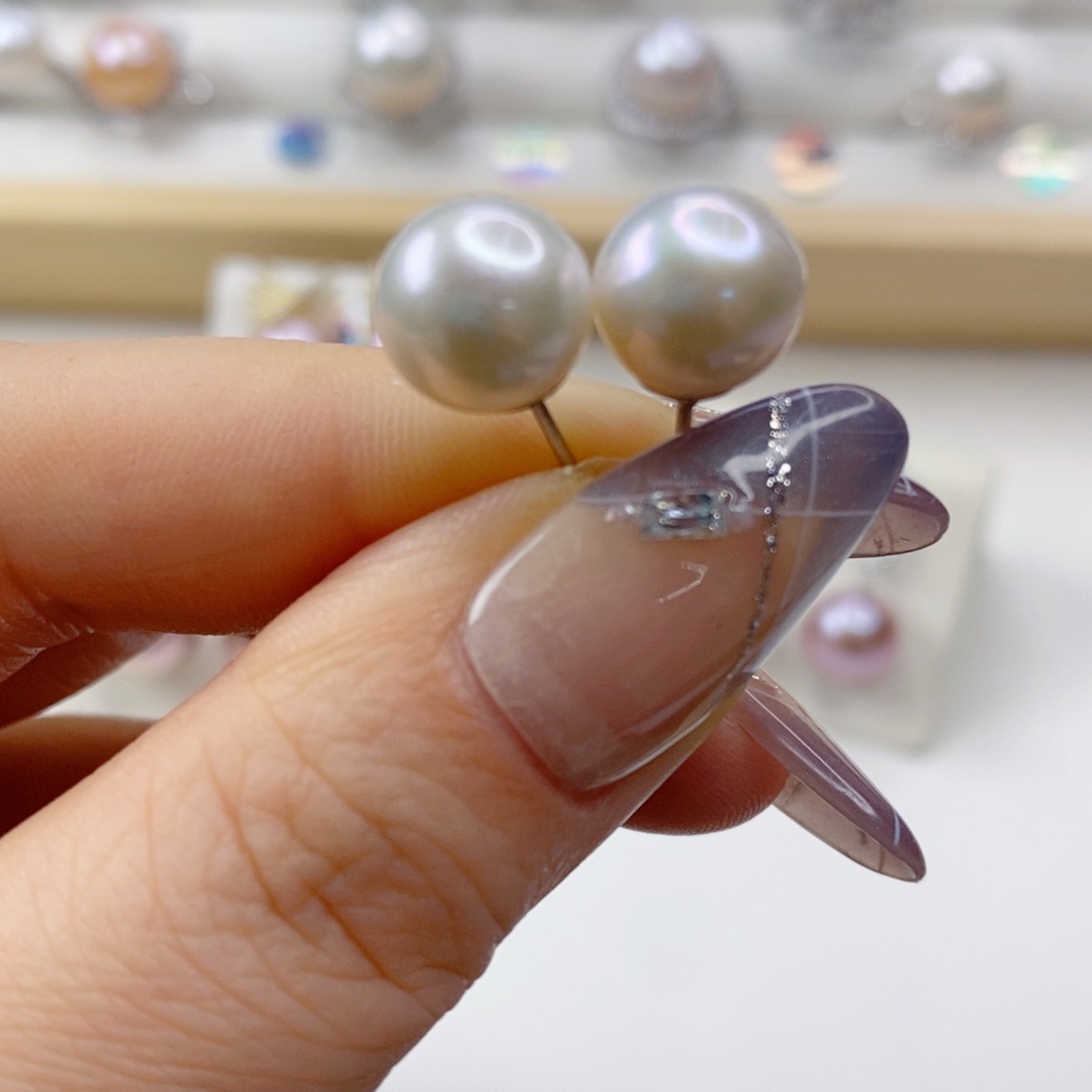 淡水珍珠耳饰银S925镶嵌