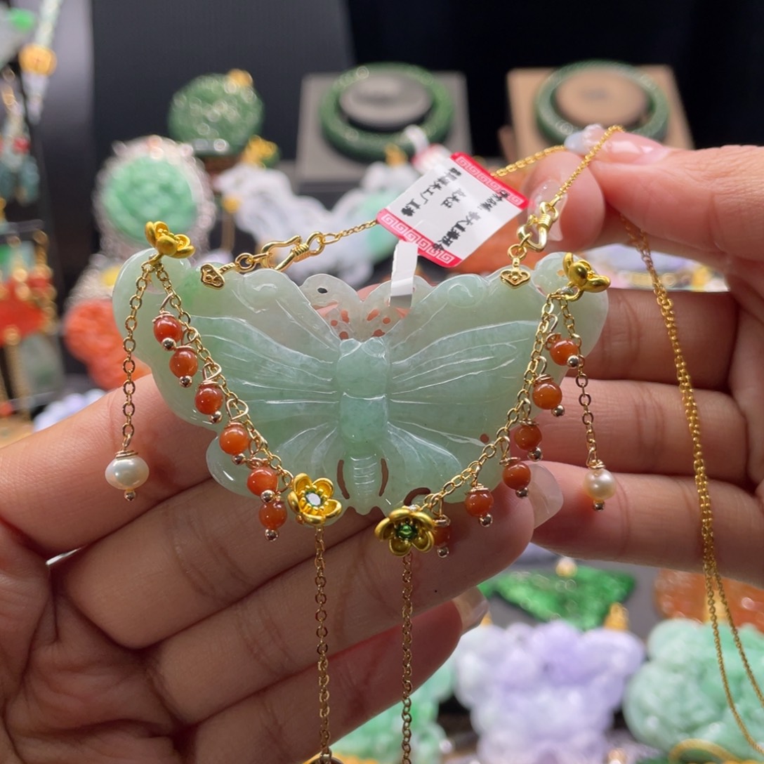 翡翠未镶嵌颈饰代编织